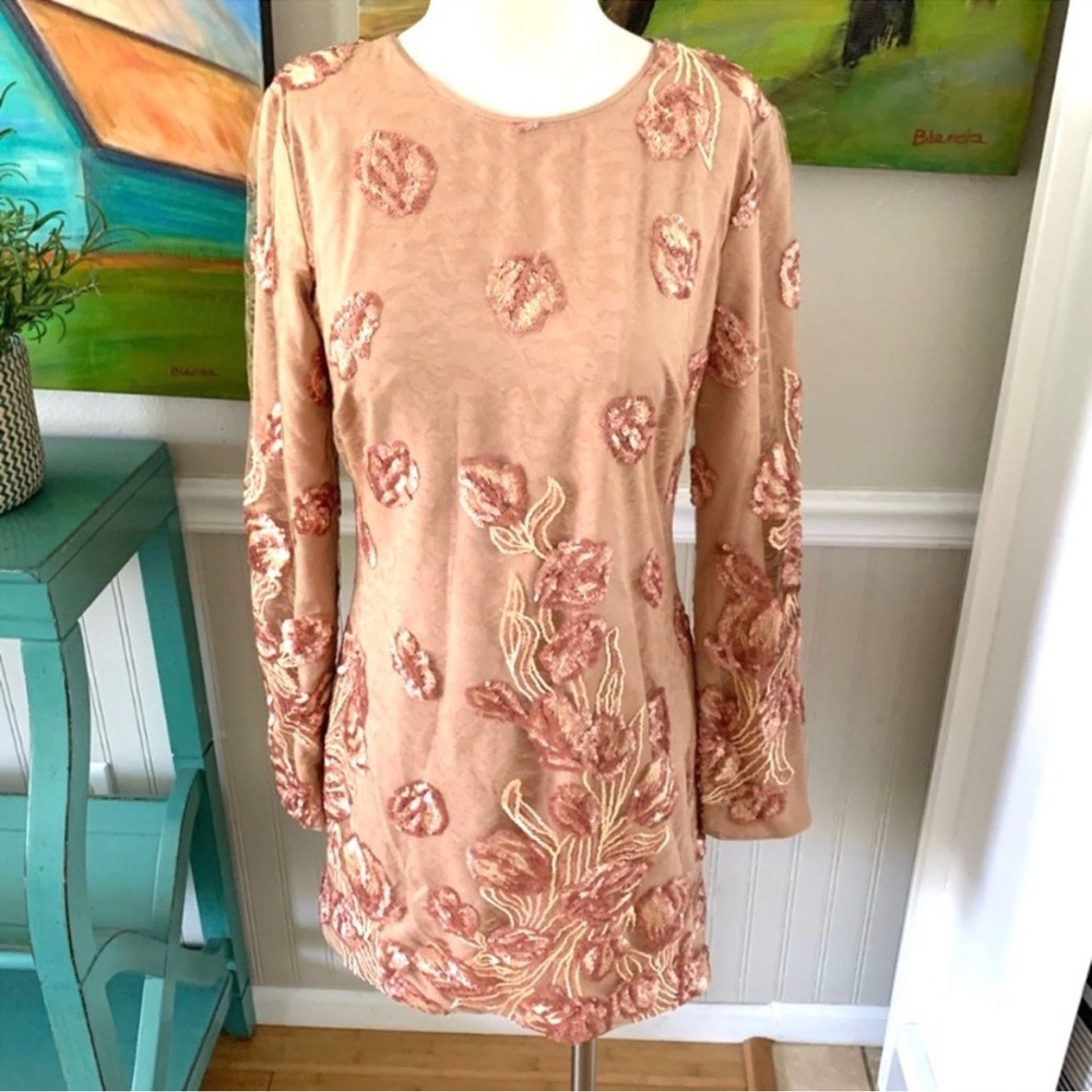 Dress the Population Sequin Long Sleeve Dress | Medium